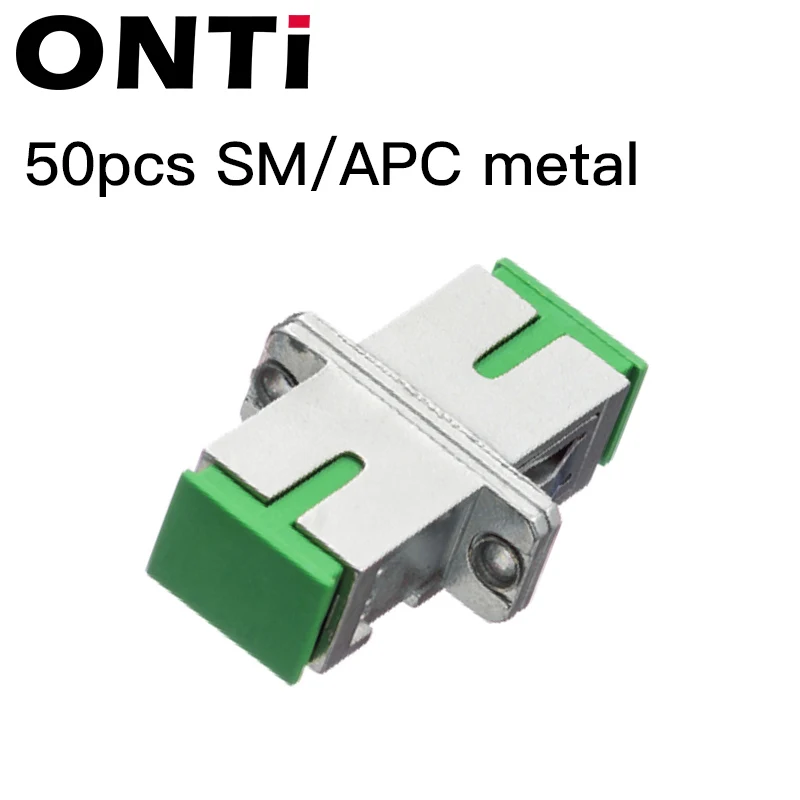 50pcs SM-APC metal ONTi 50 шт. металлический симплекс одномодовый SM SC APC многомодовый мм волоконный соединитель SC UPC металлический SC волоконно-оптический адаптер - Цвет: 50pcs SM-APC metal