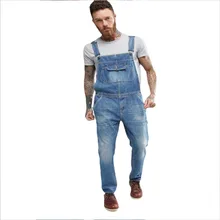 Monos de mezclilla holgados para hombre, mono informal de longitud completa, Color sólido, desgastado, peto con tirantes, pantalón de calle