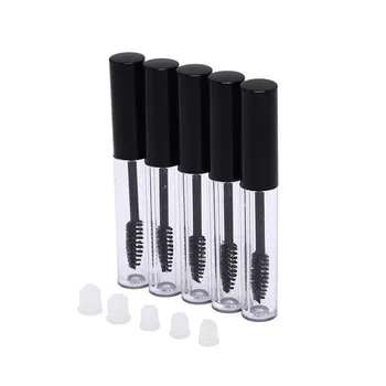 

5pcs Portable Empty Mascara Tube Eyelash Vial Liquid Bottle Container Black Cap Refillable Bottles 8.5cm x 1cm