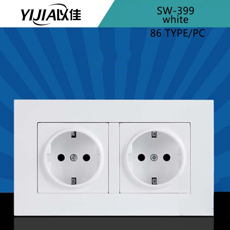 YIJIA Европейский/немецкий стандарт 86*86 мм/146*86 мм 16A разъем 86/146 Тип 110-250 В розетки pc/нержавеющая сталь/стеклянная панель Разъем