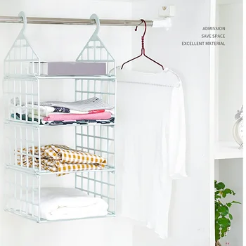 

Clothes Hanger Wardrobe Organizer Basket Hooks Shelf Interior Closet Hanger Basket Bag Storage Pants Tie Rack Hooks Shelf