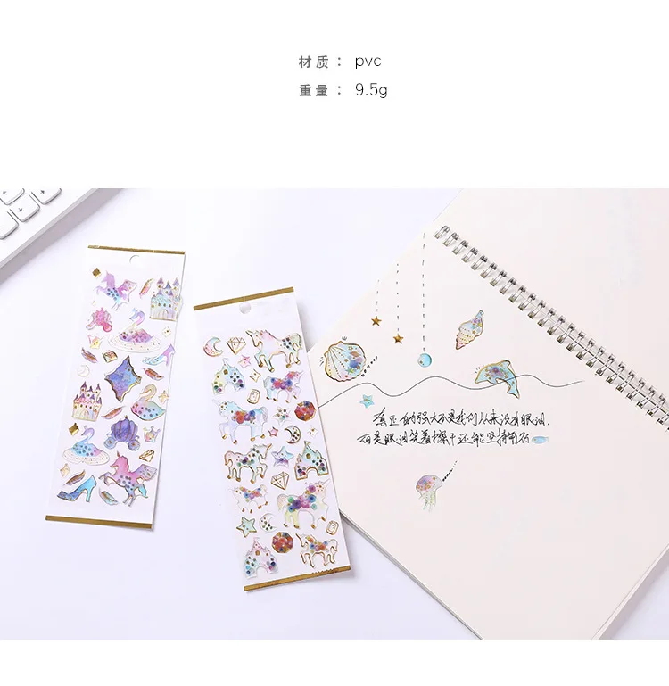 0818 Hipster Cute Stereo PDA Machine Decoration Crystal Adhesive Paper Transparent Waterproof Bronze Label PDA Material