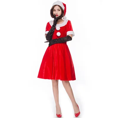 Новый стиль, Женский костюм Санты, для рождественской вечеринки, нарядное платье из двух частей, костюм для косплея, сексуальное зимнее