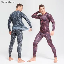 Мужской компрессионный комплект для бега, термобелье, спортивный костюм, кальсоны, рубашки, спортивный костюм, камуфляжный комплект для мужчин