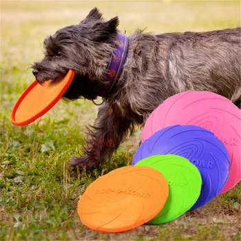 

Pet Dog Chew Toys for Small Large Dog Flying Discs Trainning Puppy Sofe Rubber Fetch Dog Toy Game Funny Flying Saucer