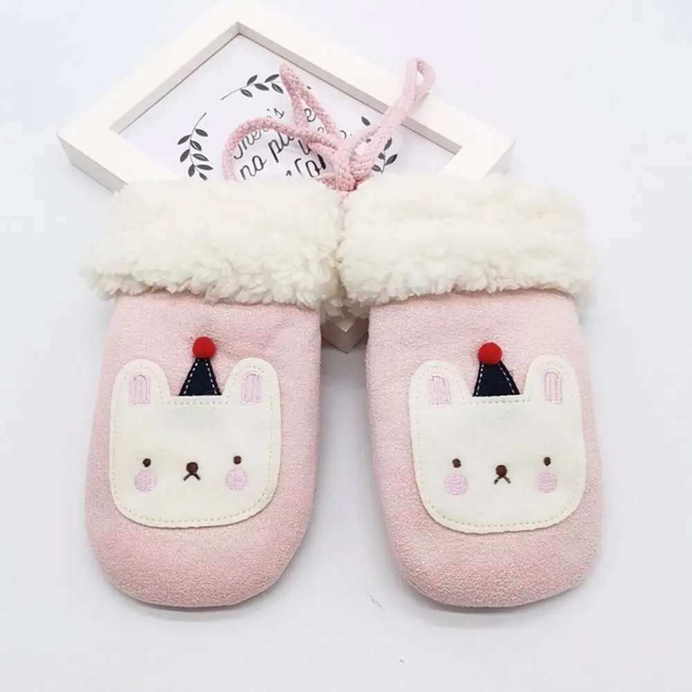 Children Kids Gloves Girls Winter Gloves Cute Cartoon Rabbit Print Villus Keep Warm Mittens Gloves Handschoenen#2N01