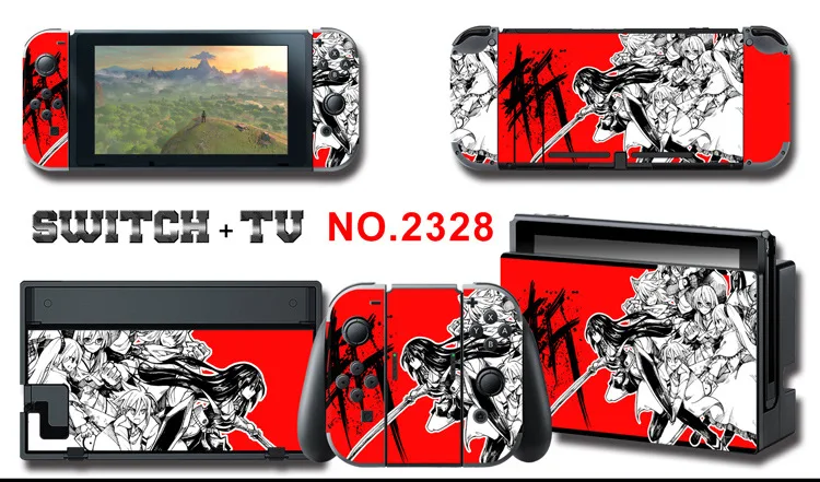 1set New Cute Anime Full Body Sticker for NS Switch Protective Cover Skin Colorful Art for Game Console Joy-Con Controller Decor