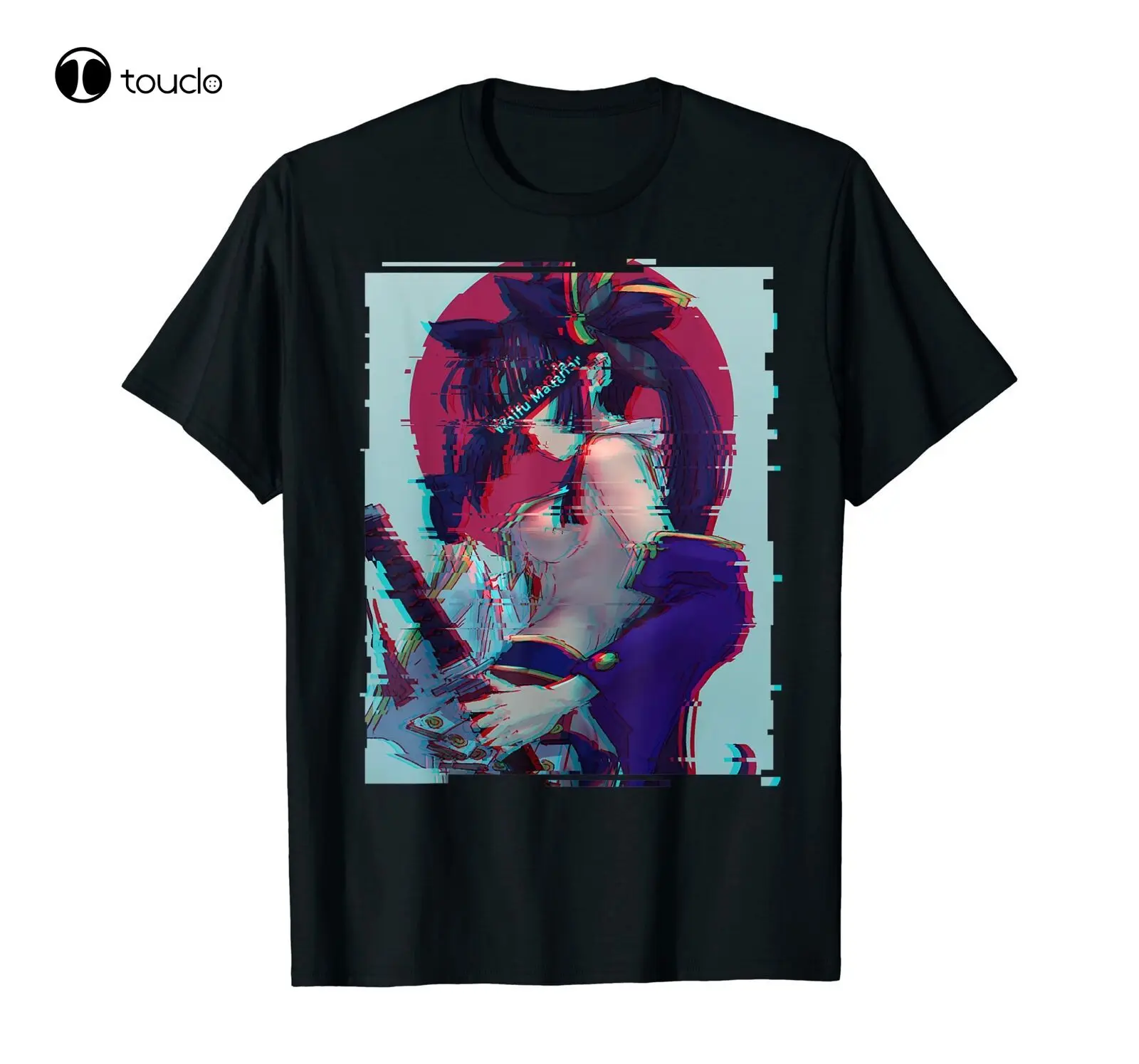 

Женская футболка с блестками Waifu Anime Girl Vaporwave, черная футболка