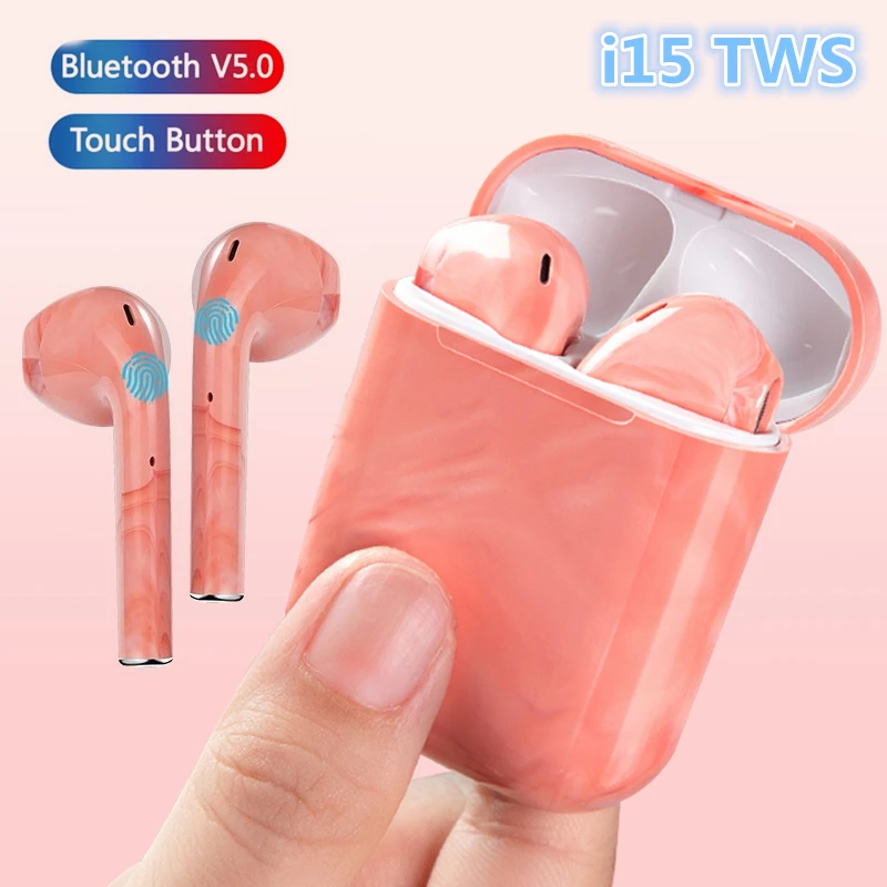 

i15 tws Bluetooth 5.0 Earphones Wireless Earbuds 3D Stereo Sound Headset Colorful shell Binaural call For All Smartphone