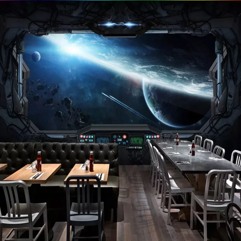 Дропшиппинг 3D стерео космический корабль космическая капсула бар тема Ресторан KTV фон 3d обои на стену - Цвет: 1-10
