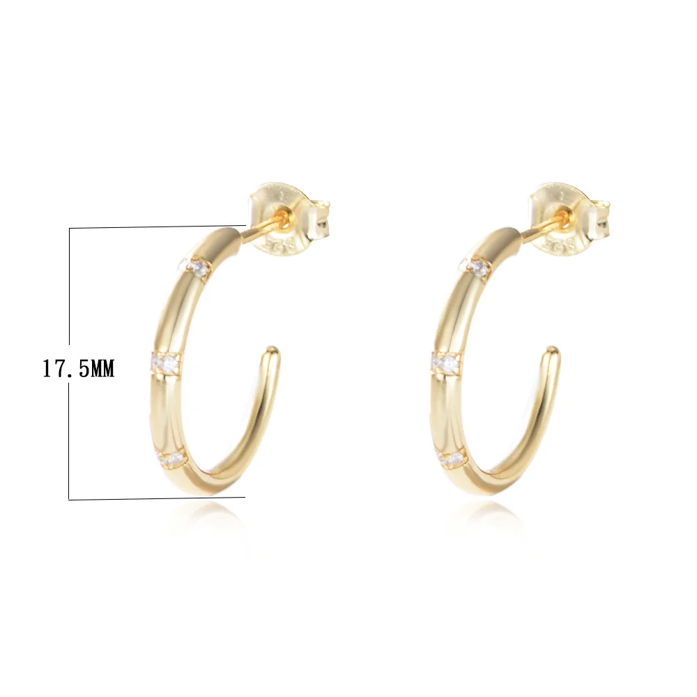 

Engagement Wedding Party Jewelry White CZ half Hoop Earrings 925 Sterling Silver Women Earrings For Gift