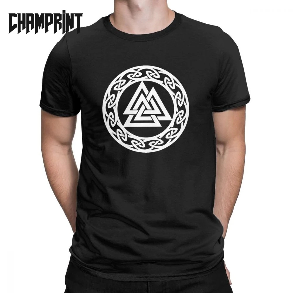 Мужские футболки Valknut Wotan's Knot Runes Kontrast Wotan Mit Uns Vikings хлопковые с коротким рукавом