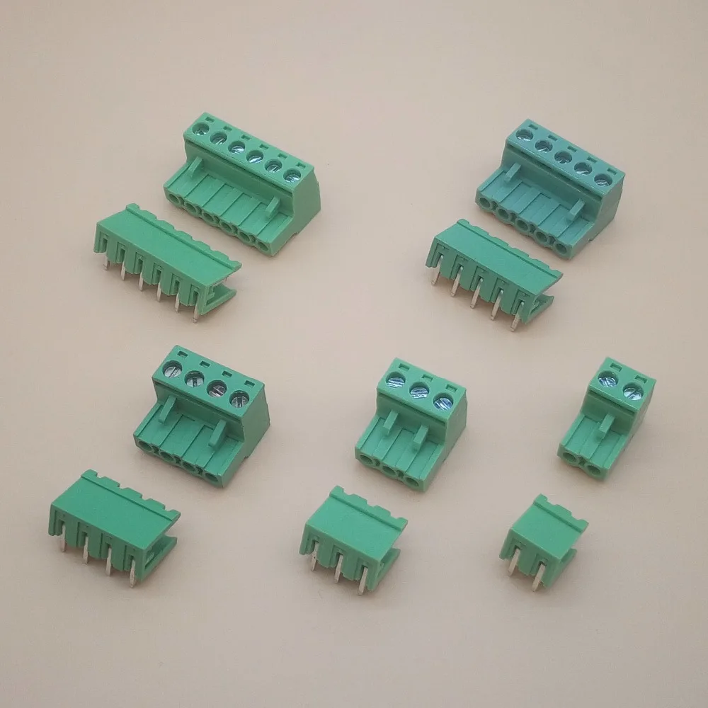 PCB 플러그 가능한 터미널 블록 커넥터, 곡선 바늘 KF2EDGK, 5.08mm 피치, 10 세트, 2 P, 3 P, 4 P, 5 P, 6 P, 7 P, 8P