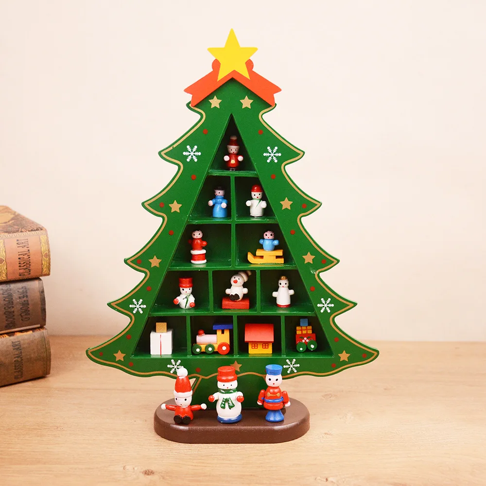 

Wooden Christmas Tree Ornament Kids DIY Gifts for Xmas New Year Tabletop Decoration Home Window Shop Decor Supplies