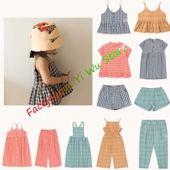 

Pre-sale TC Child T-shirt And Pants Toddler Boy Fashion Lattice And Stripe Tops Kids Girls Fall Summer Tops Baby Spring Clothes