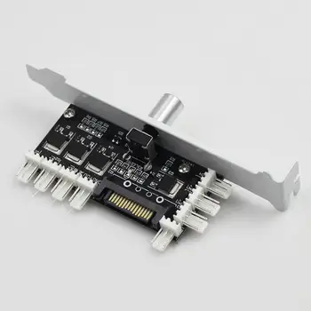 

8 Channel SATA/4Pin Desktop Computer Case Metal CPU Fan Speed Controller Fan Governor PCI Slot Installation for Various 3Pin Fan