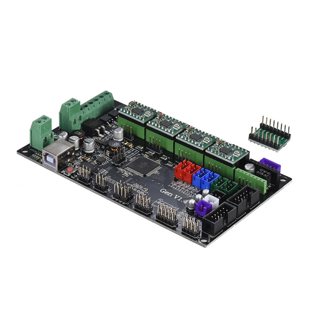 Gen V1.4 плата контроллера интегрированная Ramps 1,4 и Mega 2560 материнская плата с 5 шт. зеленый A4988 шаговый двигатель привод для 3d принтера