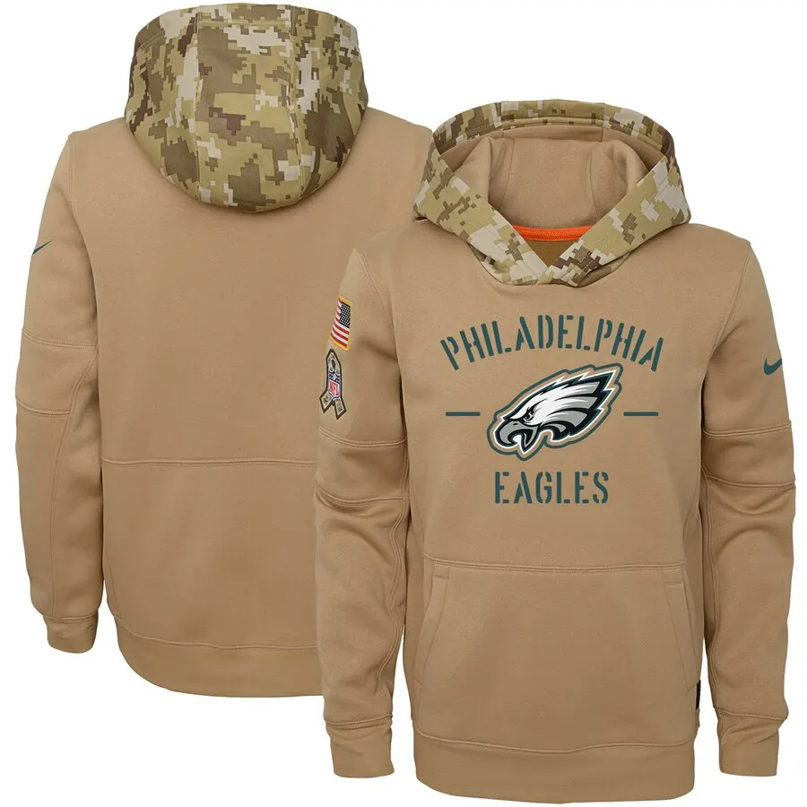 Philadelphia Женская Молодежная Американская Футбольная Толстовка Eagles Салют для обслуживания Sideline Therma пуловер с капюшоном