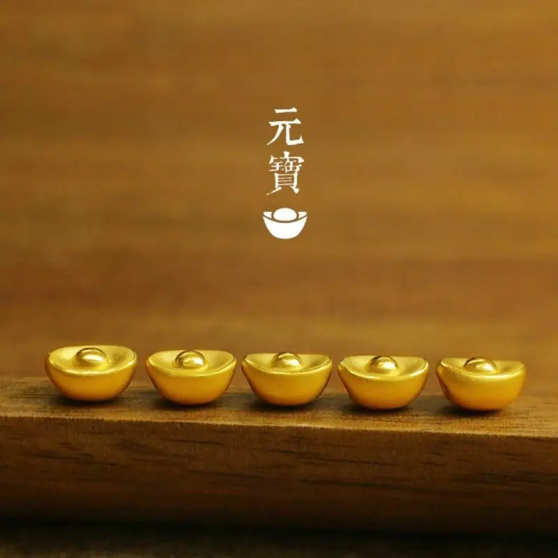 Чистый 24 к желтое золото 3D бусины Yuanbao 1 шт только DIY для ювелирных изделий 8 мм H/0,2 г