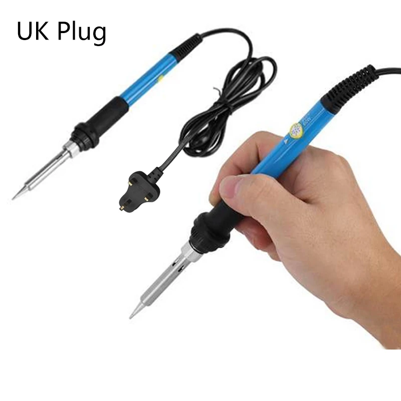 UK Plug 60 Вт Электрический паяльник мини ручка карандаш сварка ремонт инструменты Регулируемая температура Электрический паяльник ЕС/США/Великобритания вилка - Цвет: UK Plug