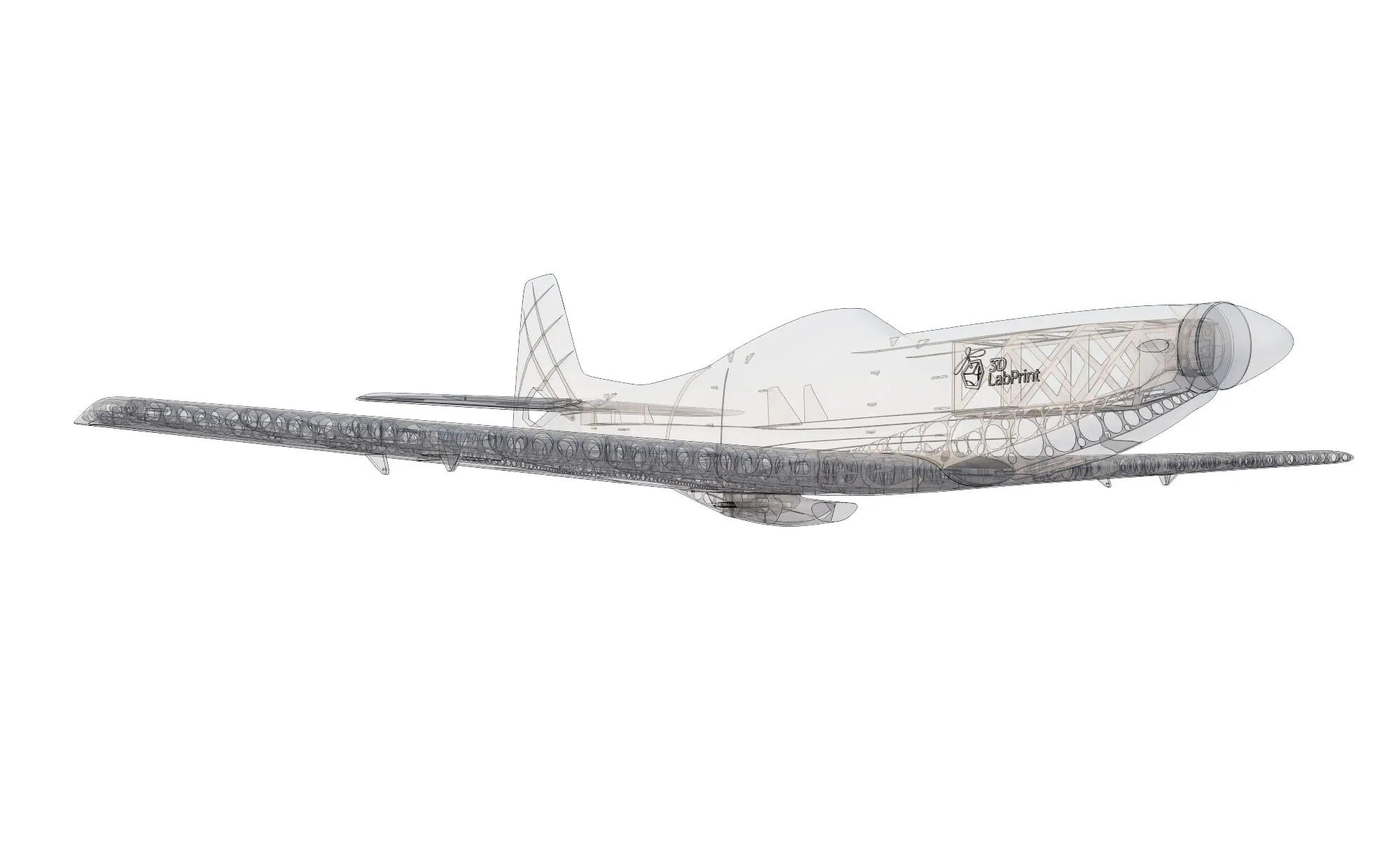 3D печатная P51-D модель самолета с фиксированным крылом