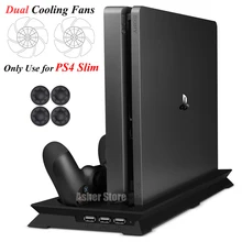 

New PS4 Slim Console Stand with Cooler Cooling Fan Dual Controller Charger Charging Dock for Sony Playstation 4 Play Station 4