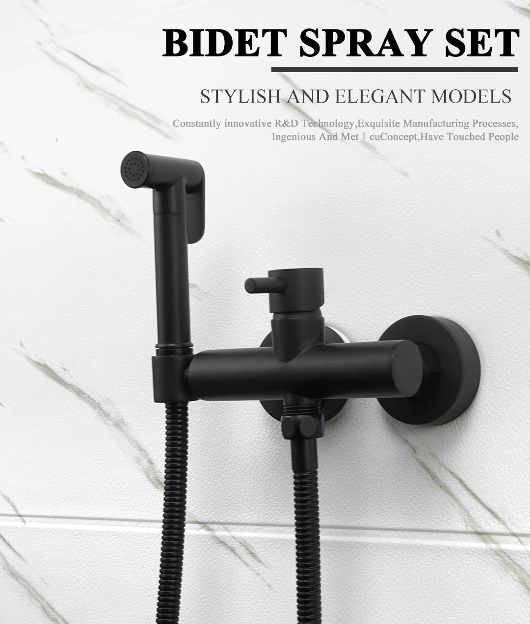 Description Picture 2 of itemBrass Toilet Hot Cold Bidet Spray Handheld Bidet Diaper Set Bathroom Shower Set Portable Shattaf Sprayer Jet Douche Kit Black