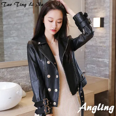 

2020 Women Spring Genuine Real Sheep Leather Jacket R44