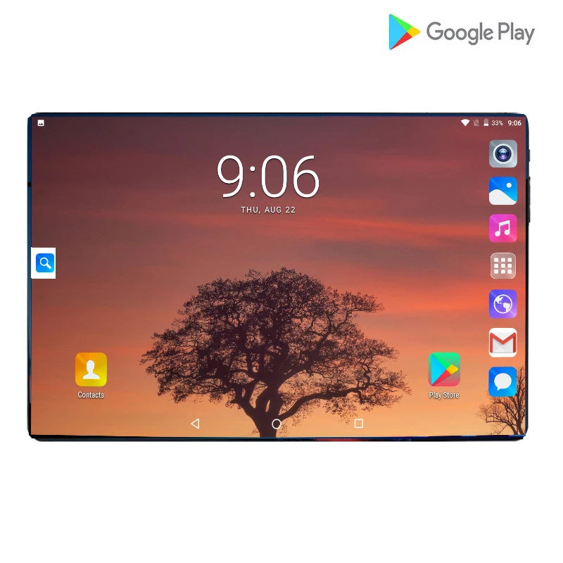 Планшеты ПК 10,1 дюймов Android 9,0 глобальная версия Восьмиядерный 4G 64GB gps wifi 4G sim-карта ips 2.5D Закаленное стекло экран планшеты 10