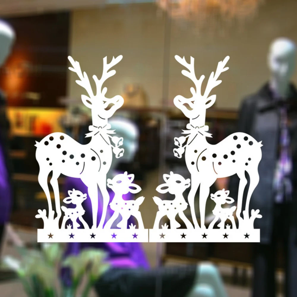Si Di Ke Christmas Wall Stickers Sika Deer Removable Wall Stickers Home Decorations Shop Window Decorations Waterproof Stickers