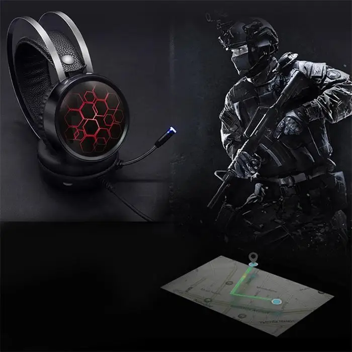 Wired Gaming Headphone Computer Video Headset With 20-20.000Hz Mic 32ohm 106dB Yes 2.2m 3.5mm/USB LED Light