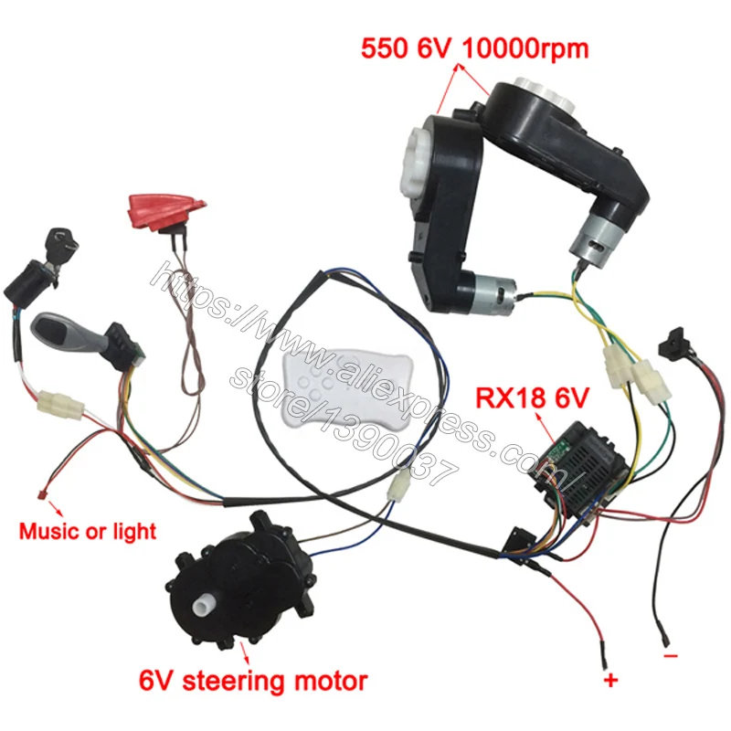 RX18 6V full set Детский Электрический Автомобиль DIY аксессуары провода и коробка передач, самодельный игрушечный автомобиль полный набор деталей для электромобиля дети едут на - Цвет: RX18 6V full set