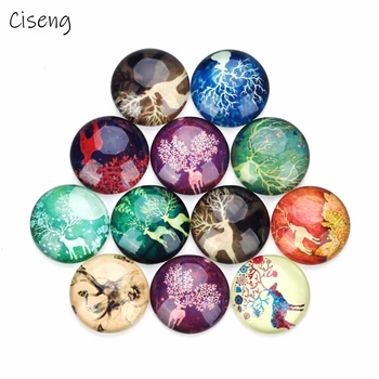 

Ciseng 20pcs Mix Glass Flatback Beads 3D Domes Seals Cabochon Elk Deer Print Pendant Charms For Photo Craft Cameo Jewelry Making