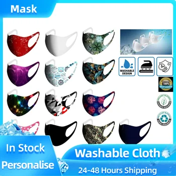 

1PC colorful Printed Mask Reusable Fabric Face Fashionable Neutral Washable Dustproof Mask three-dimensional for out mascarillas