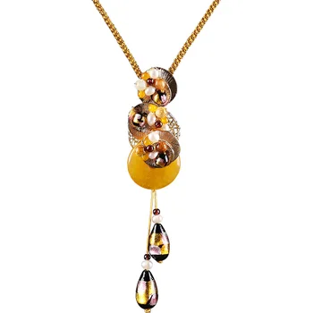 

vintage woman choker necklace Fashion Jewelry jade stone pendant Handmade amulet Long necklace for women collares mujer kolye