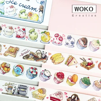

WOKO 25mm*10m Cartoon Afternoon Tea Retro Coffee Dessert Ice Cream Sticker Deco Washi Tape DIY Scrapbooking Masking Tape Escolar