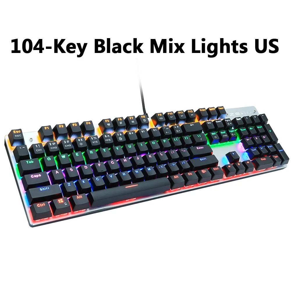 METOO X51 X52 Механическая игровая клавиатура, светодиодный, с подсветкой, 104/87 клавиш, анти-GhostingBlack, красный, синий, переключатели для DOTA 2, для геймера, ПК, ноутбука - Цвет: 104 key mix light US