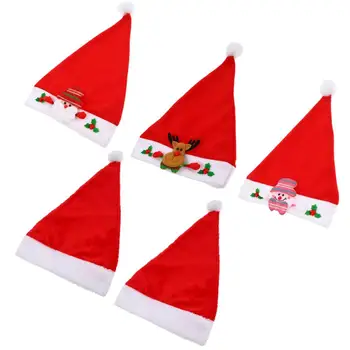 

5pcs Christmas Children Hats Christmas Adults Hats Kids Christmas Hats Santa Hat Set For Parties (Red)