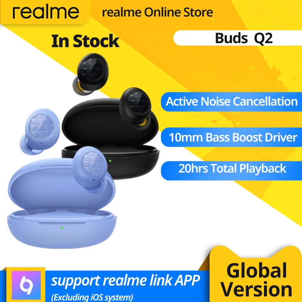 Наушники-вкладыши realme Buds Q2 беспроводные TWS наушники Bluetooth 5 0 мгновенное