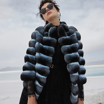 Billig Winter Mantel Warm Mode Jacke Weibliche Oberbekleidung 100% Echt Rex Kaninchen Pelz Mantel Hohe-QualitÀt 2020 Neue-Stil