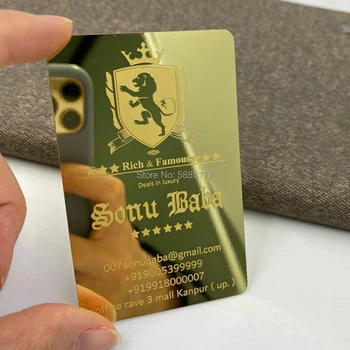 

Luxury Customized Engraved Gold Metal Card And Mirror Effect Business Gold metal Card