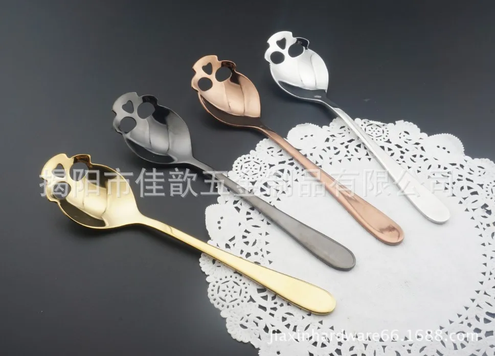 [Patented Genuine Product] Stainless Steel Coffee Spoon 304 Skull Spoon Creative Tableware Stainless Steel Spoon