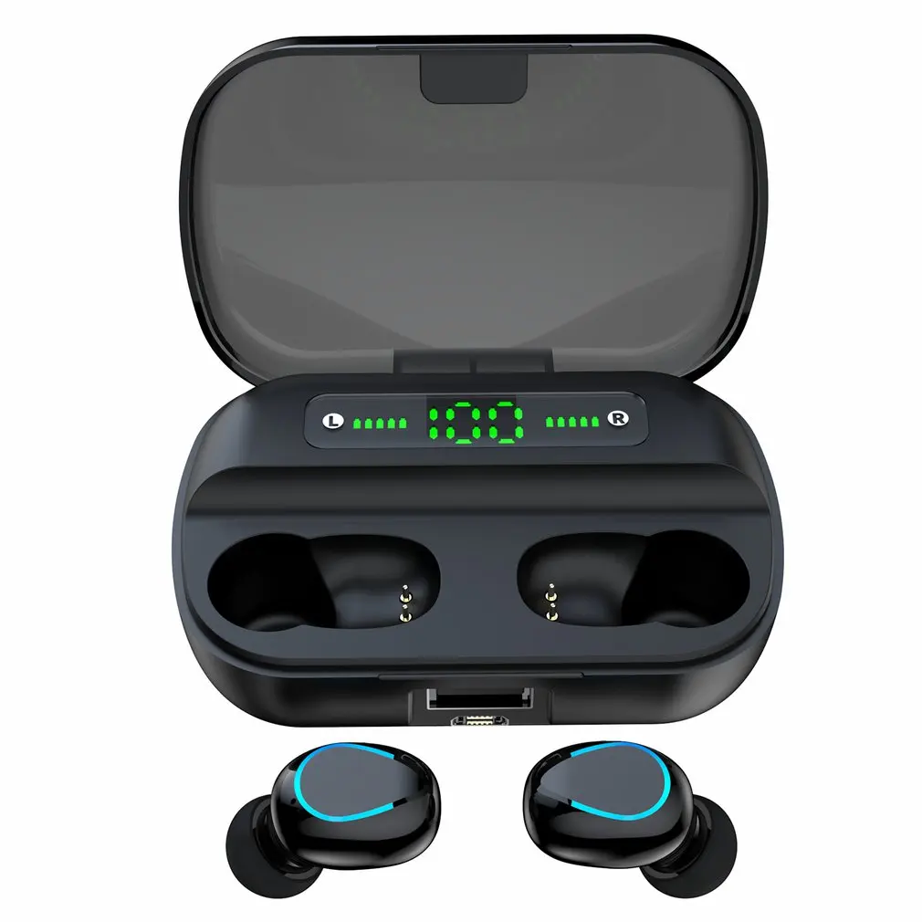 Q82 half circle Wireless headset Led Hands free Music Stereo Earphone with Mic Charging Cas IPX7 waterproof