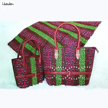 

Latest Good quality african wax bags set with 6 yards Ankara wax prints fabric Ankara Nigerian cotton fabric for dress G912-8