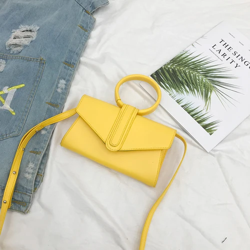 Diagonal Bag Hand Bag Women's 2021 Fashion Simple Designer Handbag Woman Luxury Pu Leather Solid Color Clutch Ladies Yellow Bag