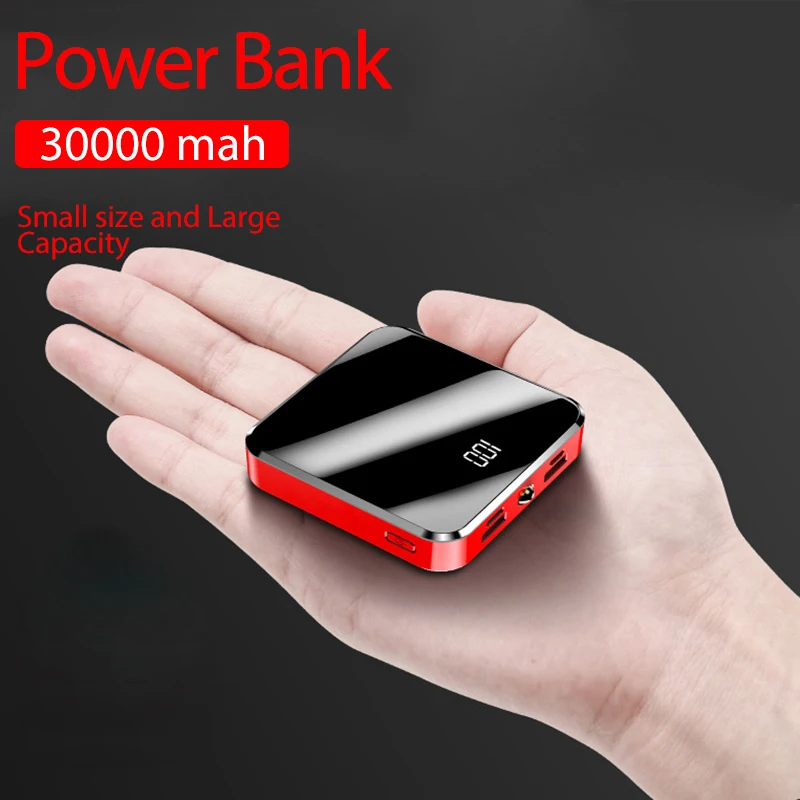 Мини 30000 мАч Внешний аккумулятор с цифровым дисплеем, двумя портами usb, внешний аккумулятор, портативный внешний аккумулятор с зеркальным эк... Мини 30000 мАч Внешний аккумулятор с цифровым дисплеем, двумя портами usb, внешний аккумулятор, портативный внешний аккумулятор с зеркальным эк...