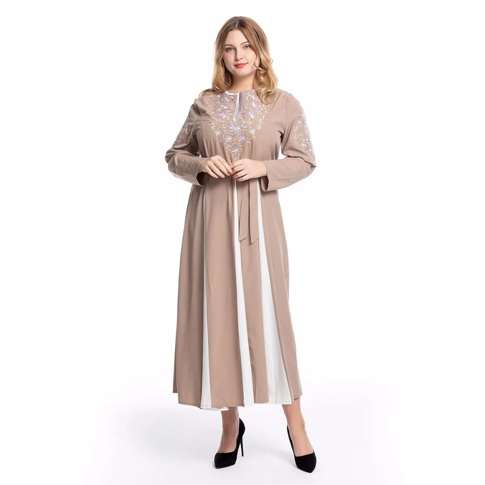 Элегантная мусульманская вышивка abaya Макси платье хиджаб длинные халаты кимоно Рамадан Eid Исламская, молитвенная Ближний Восток Tesettur Elbise