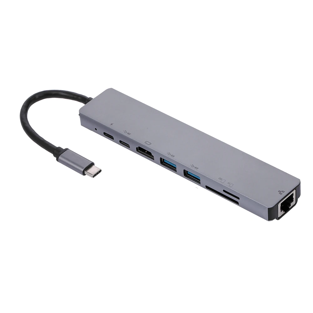 8 в 1 USB C Многофункциональная док станция для ноутбука конвертер type PD + * 2 HDTV SD TF RJ45