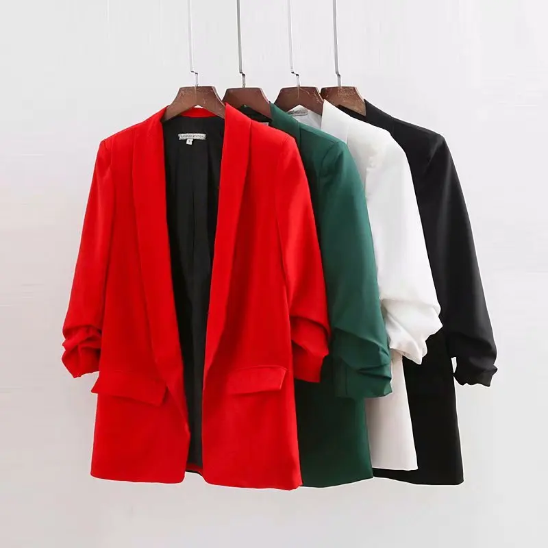 Womens Blazer Casual Autumn European and American Style Women's Suits New Crepe Blazer Solid Color Little Suit Women
