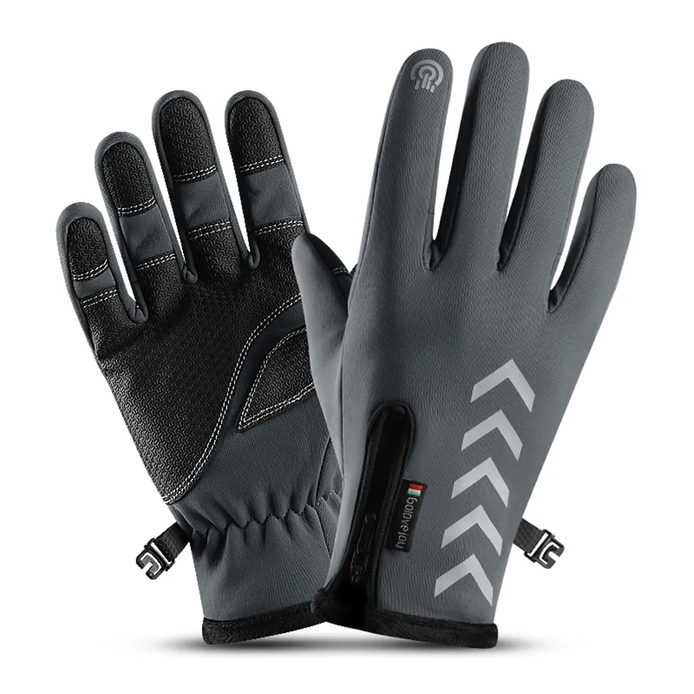 США спортивные беговые Светоотражающие перчатки для езды и путешествий противоскользящие перчатки и варежки с сенсорным экраном - Цвет: Серый